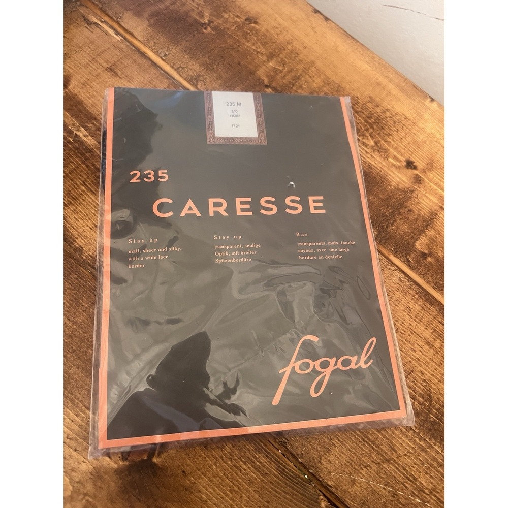 Fogal Caresse  235 210 Noir Black Nylon Pantyhose, M New